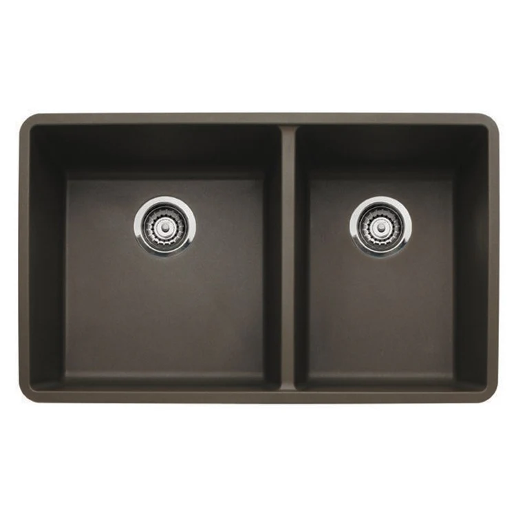 Kitchen Sink Precis 33 x 18 Inch Double Bowl 1-3/4 Bowl Coal Black Undermount Rectangle Silgranit - Frankwebs