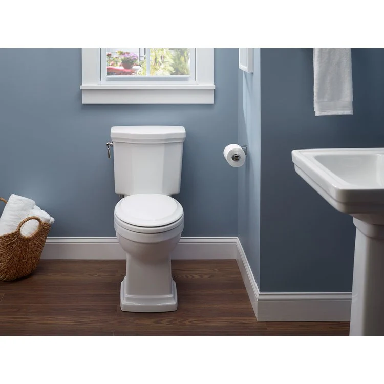 Toilet Promenade II 2 Pieces Close Coupled Universal Height Ebony Elongated ADA 31-1/4 Inch 1.28 Gallons per Flush Left Hand Chrome Less Seat - Frankwebs