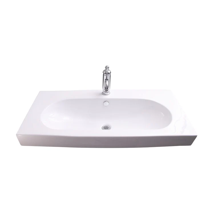 Lavatory Sink Terese Wall Hung with Overflow 37 Inch Rectangle White - Frankwebs