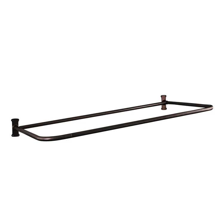 Shower Rod D with Flanges Brushed Nickel 48 x 26 Inch Brass - Frankwebs