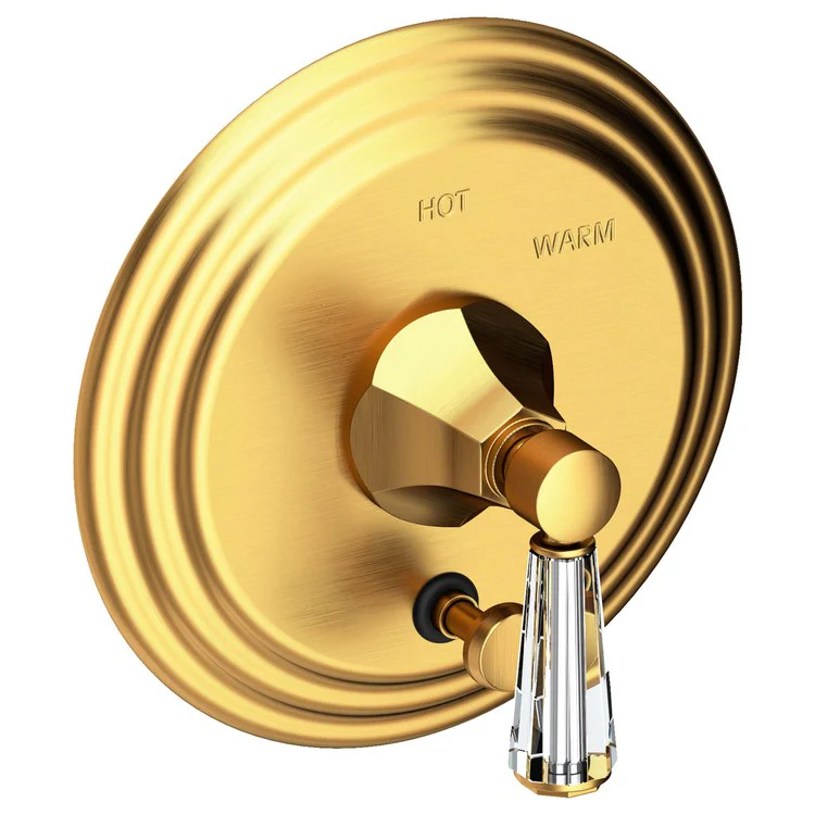 Metropole Pressure Balance Tub/Shower Valve Trim Only with Crystal Lever Handle - Polished Gold PVD - Frankwebs