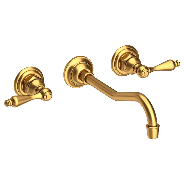 Lavatory Faucet Chesterfield Wall Mount 8 Inch Spread 2 Lever ADA WaterSense Satin Bronze PVD 1.2 Gallons Per Minute Brass Less Drain Spout Reach 9-3/4 Inch - Frankwebs