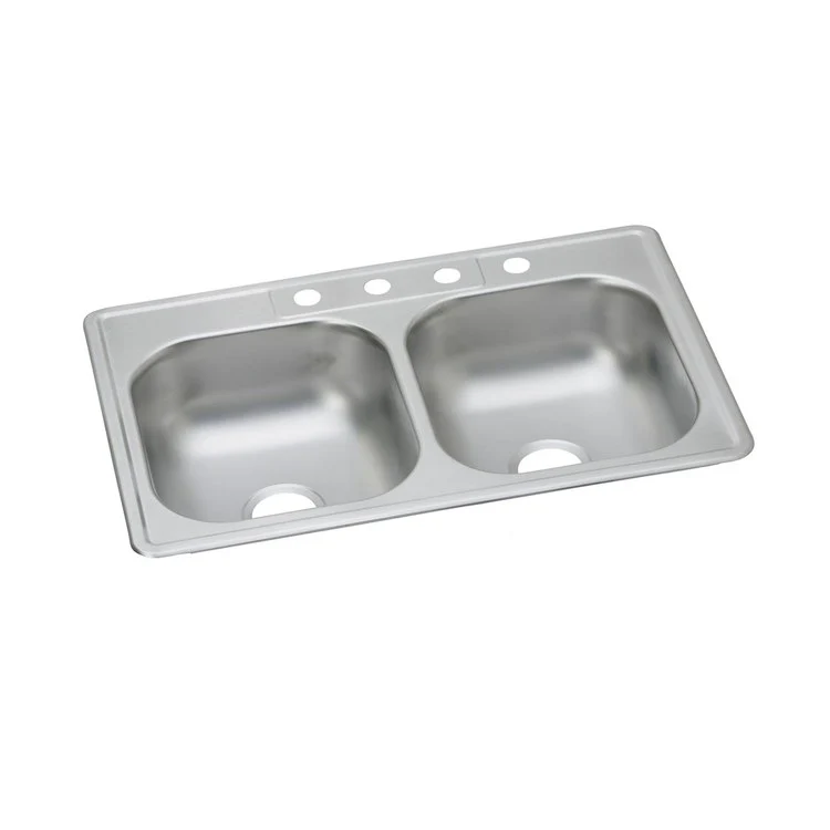 Kitchen Sink Dayton 33 x 22 Inch Double Bowl Equal 1 Hole Satin Drop-In 7 Inch - Frankwebs