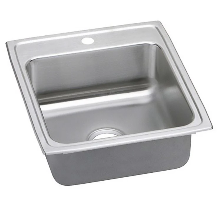 Kitchen Sink Lustertone Classic 19.5 x 22 Inch Single Bowl ADA Lustrous Satin Drop-In Rectangle Drain Location Rear Center Depth 5 Inch Quick Clip Mounting System Bottom Only Pads - Frankwebs