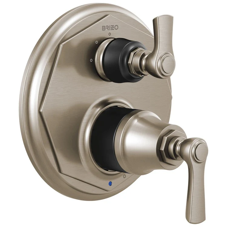 Pressure Balance Valve Trim Rook with Integrated 3 Function Diverter 2 Lever Brilliance Polished Nickel ADA - Frankwebs
