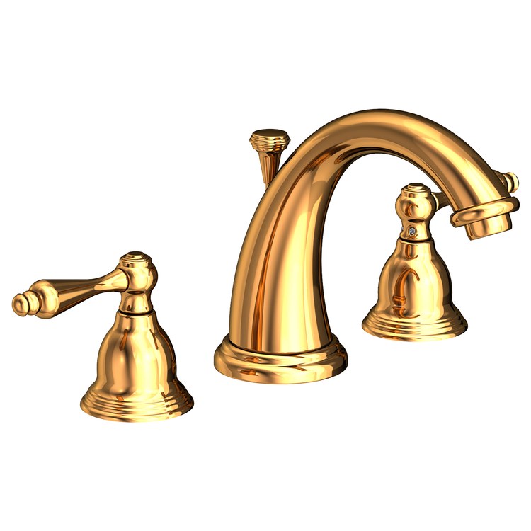 Seaport Two Handle Widespread Bathroom Faucet with Lever Handles with Drain - Polished Brass Uncoated - Frankwebs