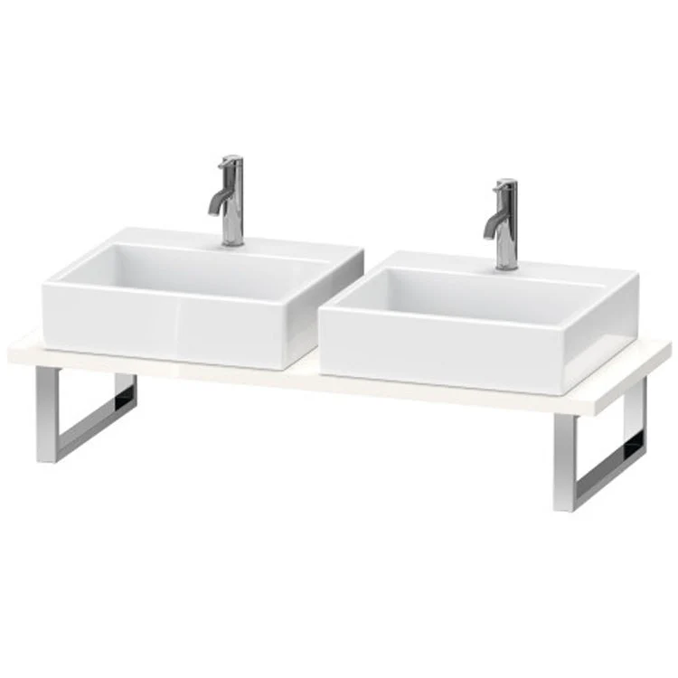 Lavatory Console L-Cube Brushed Oak Double Basin 31-1/2 x 21-5/8 Inch 1-1/8 Inch - Frankwebs