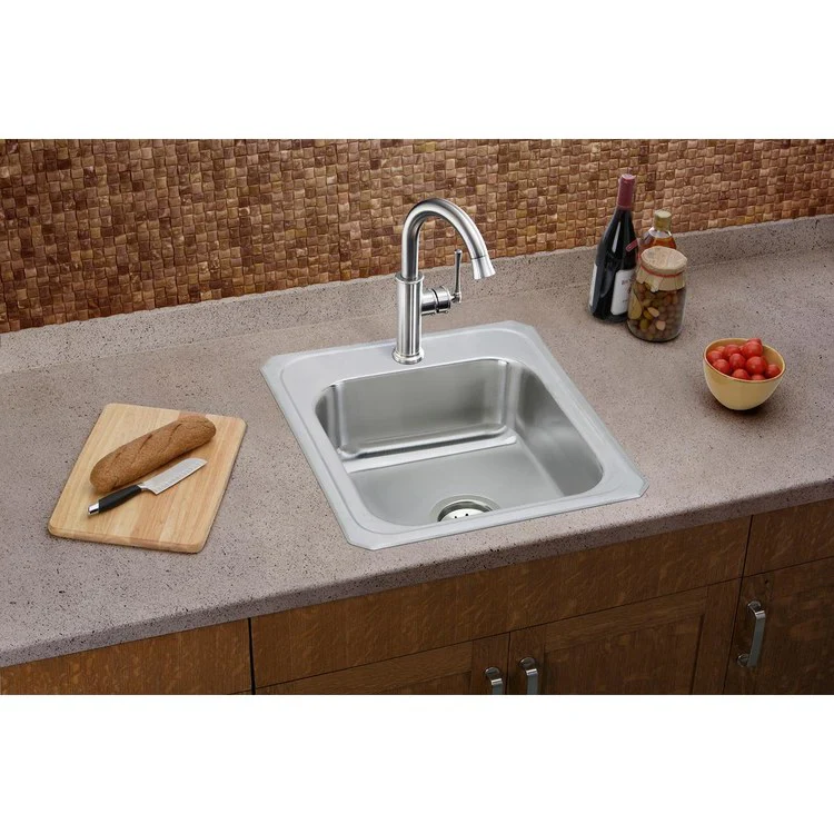 Kitchen Sink Celebrity 17 x 21.25 Inch Single Bowl Brushed Satin Drop-In - Frankwebs