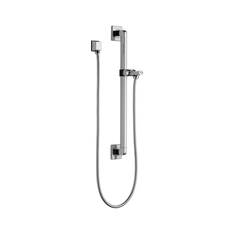 Slide Bar with Square Wall Elbow & Adjustable Handshower Mount & Hose 24 Inch Stainless Brass/Metal Wall Mount - Frankwebs