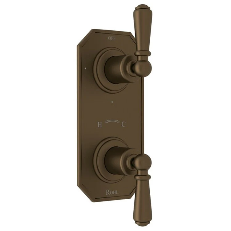 Thermostatic Trim Edwardian 1/2 Inch with Diverter Flat Edge 2 Lever Satin Nickel Brass - Frankwebs