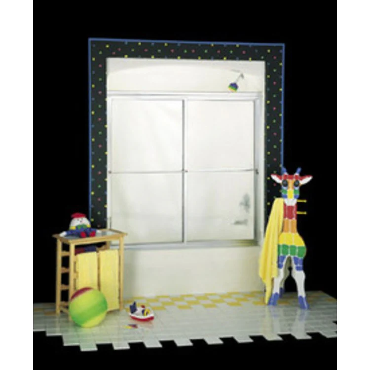 Tub and Shower Door Deluxe Sliding 56 to 60 x 58-1/2 Inch Silver Obscure - Frankwebs