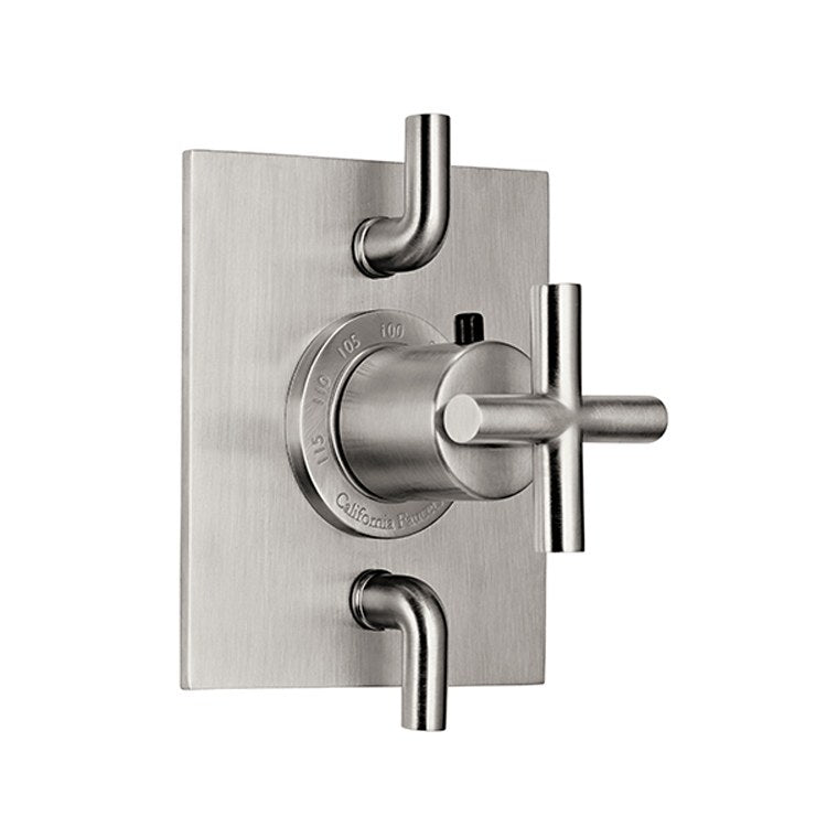 Thermostatic Trim Tiburon Rectangular with Dual Volume Control 3 Cross Satin Nickel Brass Length 6 Inch - Frankwebs