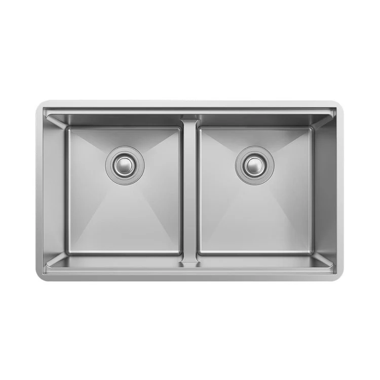 Kitchen Sink Crosstown 31.5 x 18.5 Inch Double Bowl Kit with Aqua Divide Polished Satin Undermount - Frankwebs