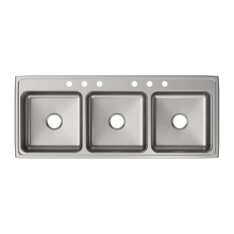 Kitchen Sink Lustertone Classic 54 x 22 Inch Triple Bowl 6 Hole Lustrous Satin Drop-In Drain Location Center Bottom Only Pads - Frankwebs