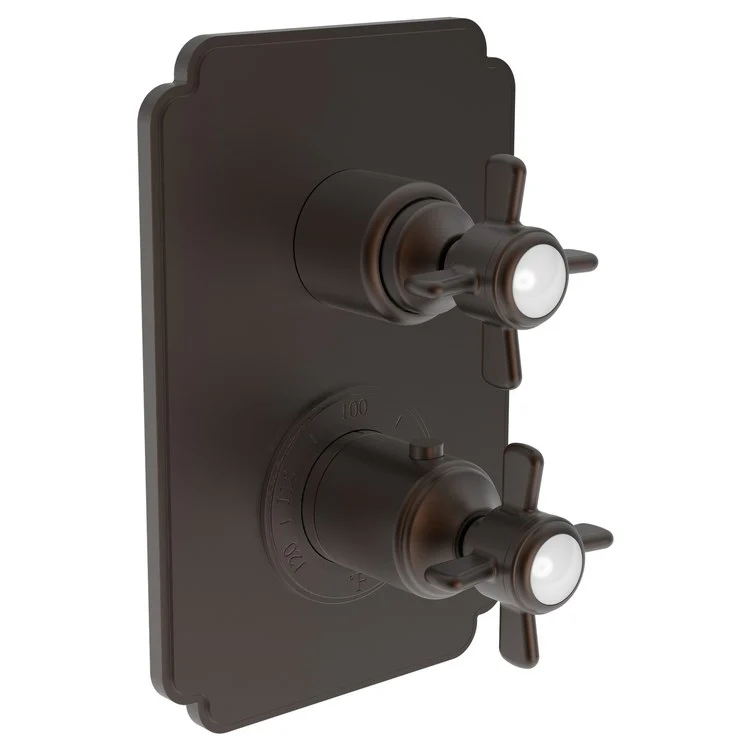 Thermostatic Trim Fairfield Rectangular Plate 2 Cross Satin Gold PVD ADA for Luxtherm 1/2 Inch Rough Valve Face Plate Diverter and Temperature-Adjust Handles Brass - Frankwebs