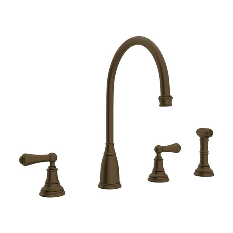 Kitchen Faucet Georgian Era 2 Lever Unlacquered Brass Swivel C-Spout 1.8 Gallons per Minute - Frankwebs