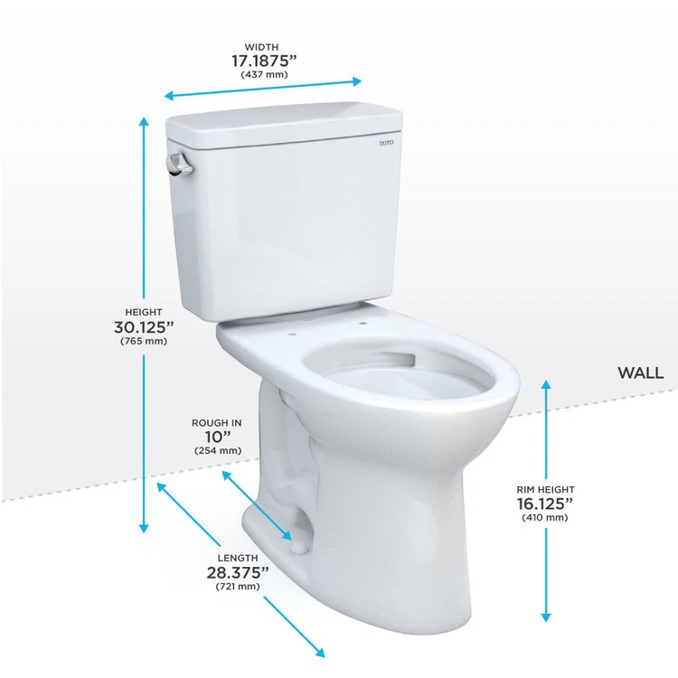 Toilet Drake 2 Pieces Universal Height Cotton Elongated ADA 30-1/8 Inch 1.6 Gallons per Flush 10 Inch Rough Left Hand Chrome Less Seat - Frankwebs