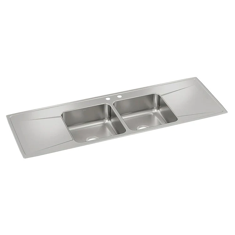 Kitchen Sink Lustertone Classic 66 x 22 Inch Double Bowl Equal with 2 Drain Board MR2 Hole Lustrous Satin Drop-In - Frankwebs