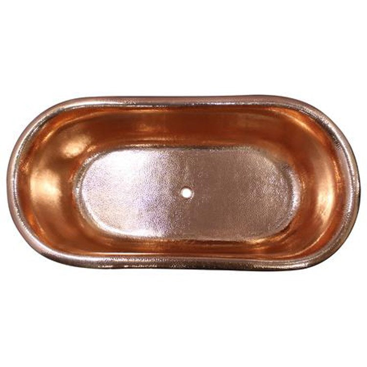 Freestanding Tub Rochelle 66 Inch Oval Smooth Antique Copper Polished Interior No Faucet Holes - Frankwebs