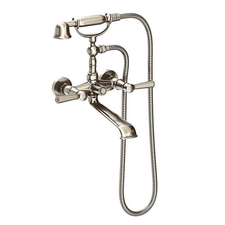 Tub Filler Metropole Wall Mount Exposed with Handshower 6 Inch Spread 2 Lever ADA Antique Nickel 2 Hole - Frankwebs