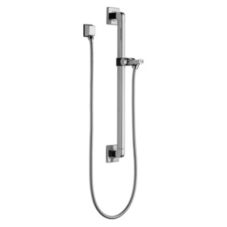 Slide Bar with Square Wall Elbow & Adjustable Handshower Mount & Hose 24 Inch Stainless Brass/Metal Wall Mount - Frankwebs