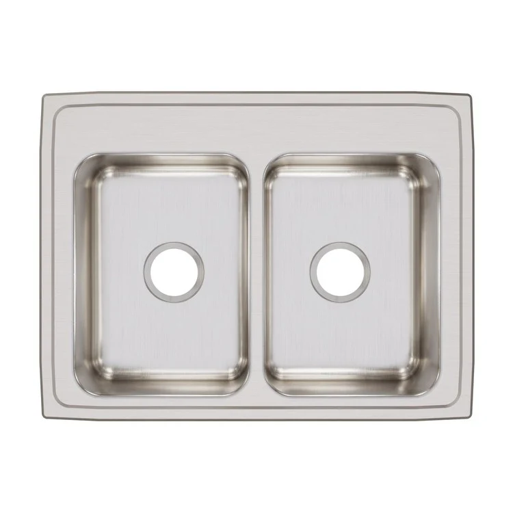 Kitchen Sink Lustertone Classic 29 x 22 Inch Double Bowl Equal Lustrous Satin Drop-In Stainless Steel Drain Location Center Bottom Only Pads - Frankwebs
