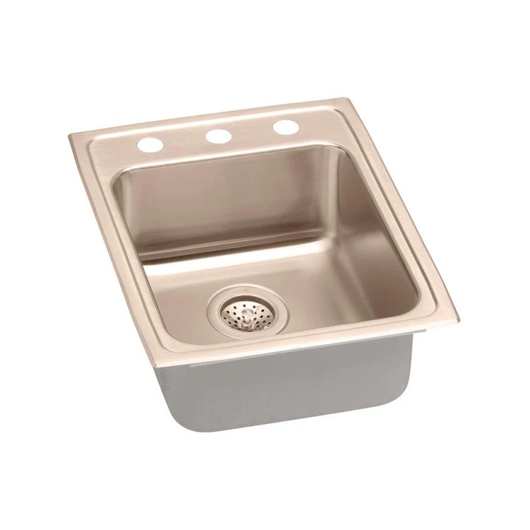 Kitchen Sink 17 x 22 Inch Single Bowl OS4 Hole ADA Copper Drop-In Rectangle Drain Location Rear Center Depth 5-1/2 Inch Full Spray Sides and Bottom - Frankwebs