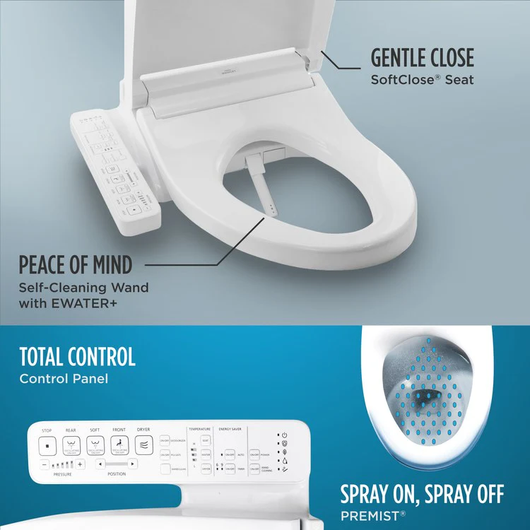 Toilet Drake 2 Pieces Cotton Elongated 29-1/2 Inch 1.28 Gallons per Flush Left Hand Chrome Washlet+ C2 - Frankwebs