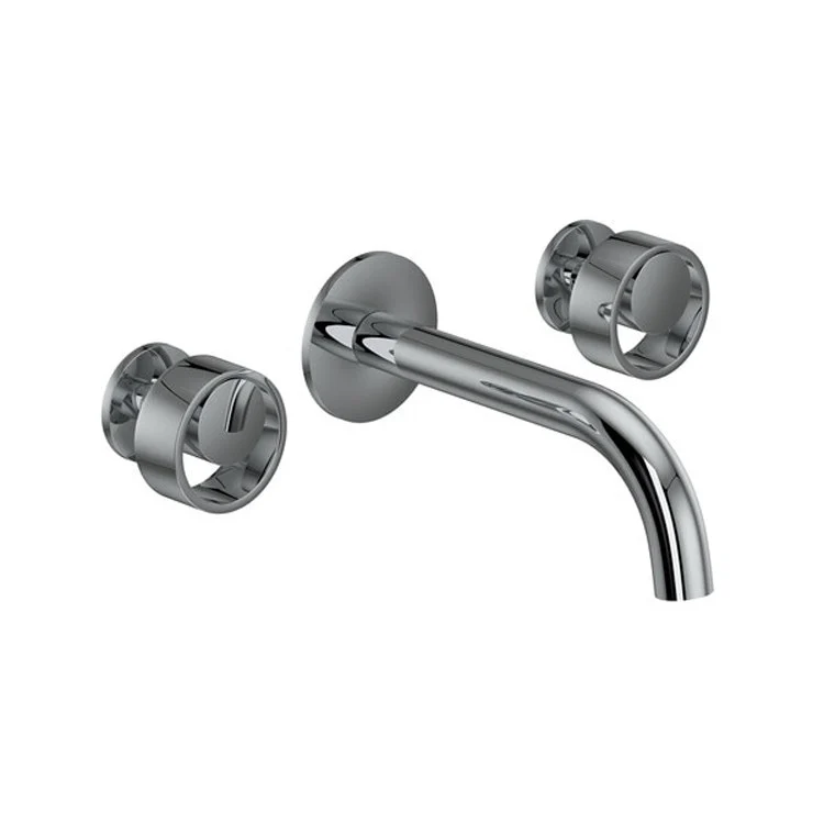 Lavatory Faucet Eclissi Wall Mount 2 Circular Satin Nickel 1.2 Gallons per Minute 7-3/4 Inch - Frankwebs