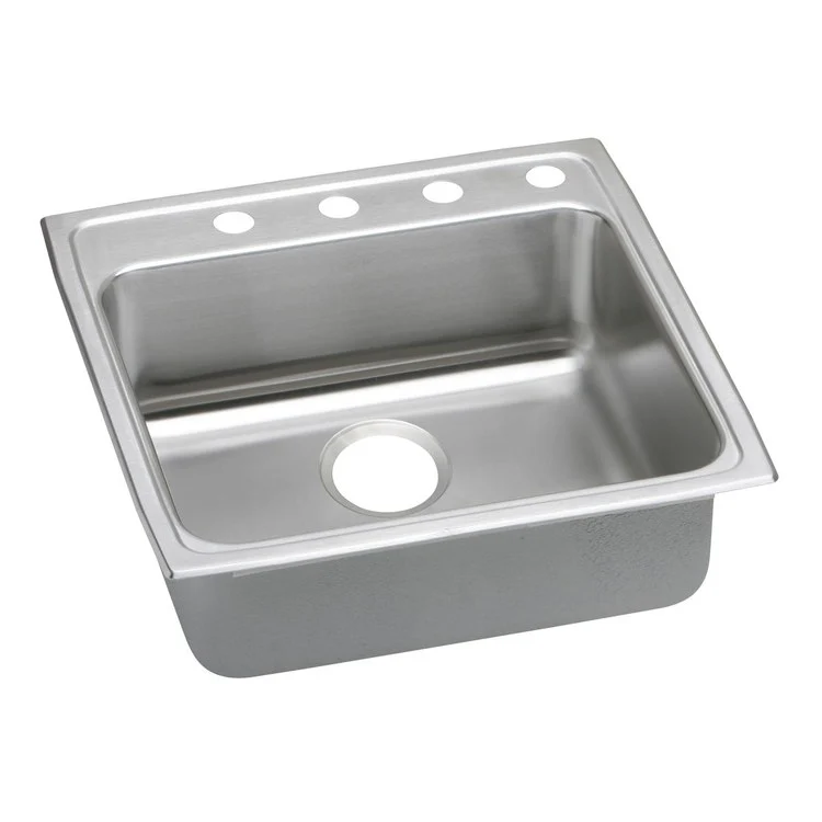Kitchen Sink Lustertone Classic 22 x 22 Inch Single Bowl ADA Lustrous Satin Drop-In Rectangle Drain Location Rear Center Depth 5 Inch Quick Clip Mounting System Bottom Only Pads - Frankwebs