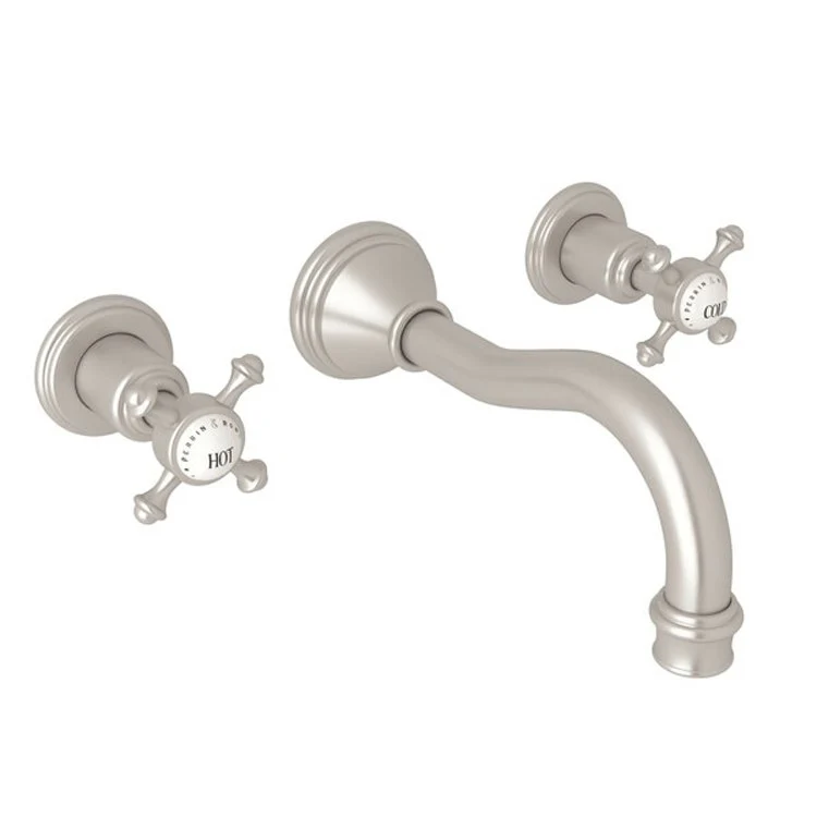 Lavatory Faucet Georgian Era Wall Mount 2 Cross Unlacquered Brass 1.2 Gallons per Minute Column Spout - Frankwebs