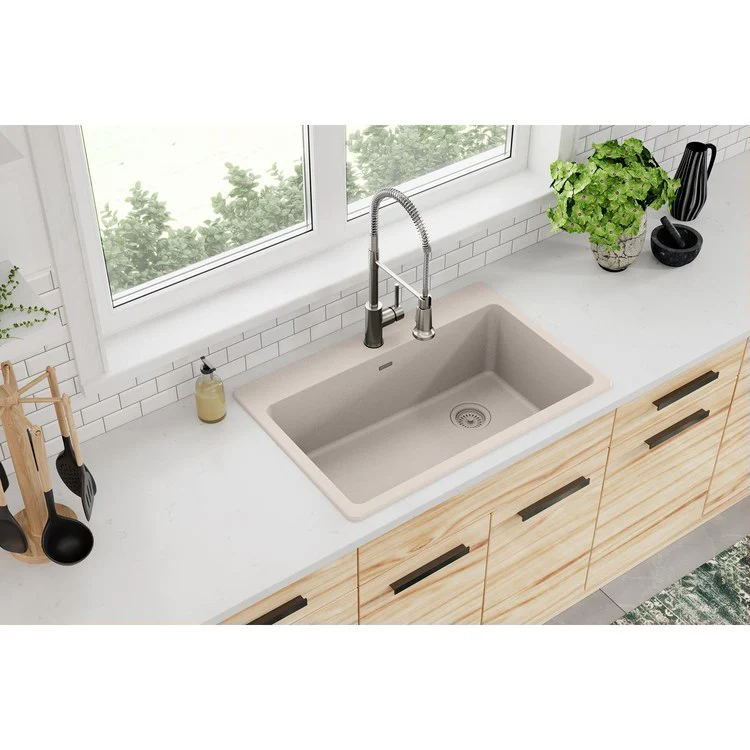 Kitchen Sink Quartz Classic 33 x 22 Inch Single Bowl Putty Drop-In Quartz 9-1/2 Inch - Frankwebs