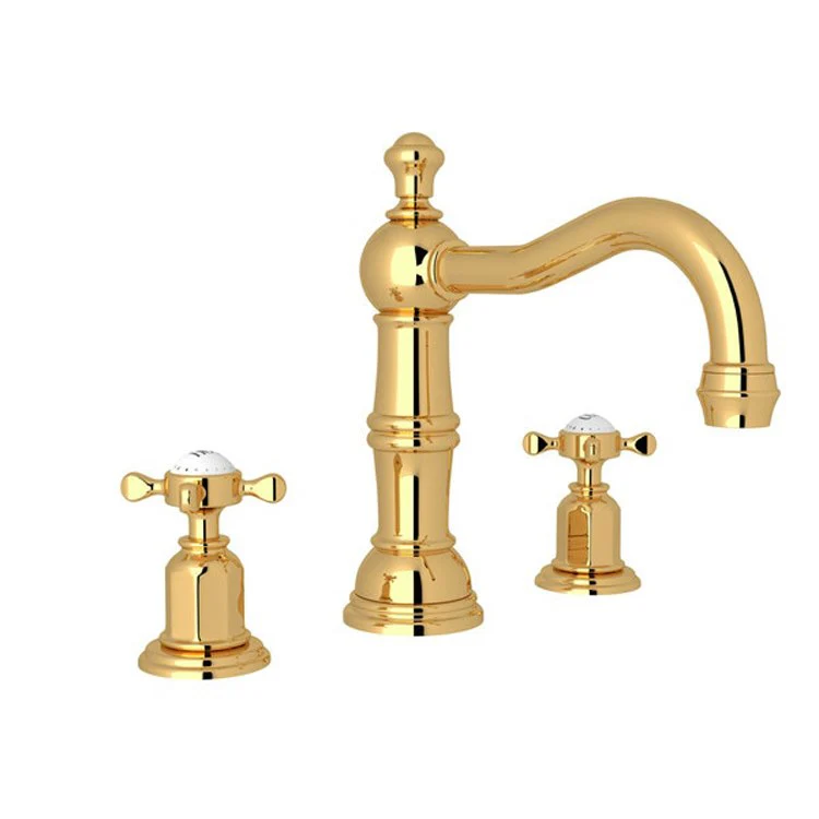 Lavatory Faucet Edwardian 6-15-3/4 Inch Spread 2 Cross Polished Nickel 1.2 Gallons per Minute Swivel Column Spout - Frankwebs