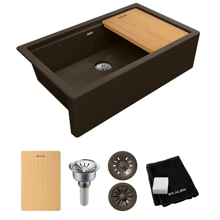 Kitchen Sink Quartz Luxe 36 x 21.5 Inch Single Bowl Perfect Drain Parchment Farmhouse - Frankwebs