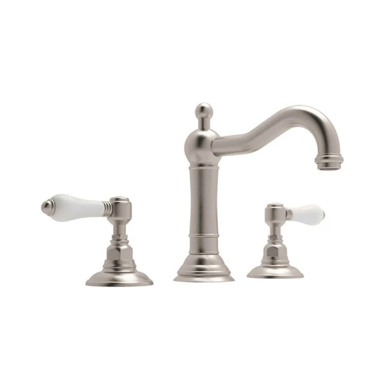 Lavatory Faucet Acqui Widespread 2 Porcelain Lever Unlacquered Brass 1.2 Gallons per Minute - Frankwebs