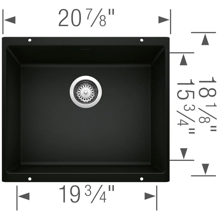 Kitchen Sink Precis 21 x 18 Inch Single Bowl Coal Black Undermount Rectangle Silgranit - Frankwebs