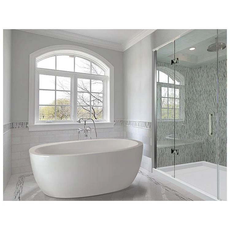 Soaking Tub Olivia 1 66 x 36 Inch Freestanding Sculpted Center White Acrylic CXL 87 Gallons 23-1/2 Inch - Frankwebs