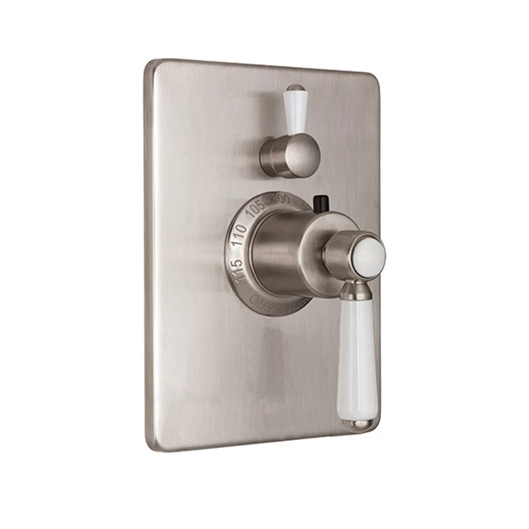 Thermostatic Trim Cardiff Rectangular with Single Volume Control 2 Lever Polished Nickel ADA for Requires Rough Valve TH51-R Or TH51D2-R Handles and Escutcheon Brass - Frankwebs