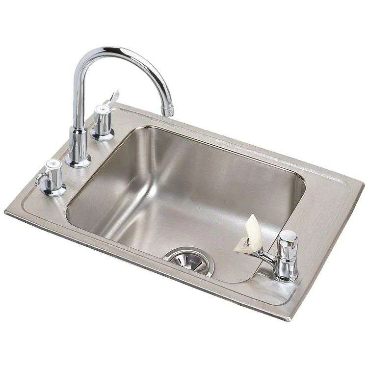 Classroom Sink Lustertone 25 x 17 x 6-1/2 Inch 6-3/8 Inch Kit 1 Bowl ADA 4 Hole Lustrous Satin Drop-In 30 Inch - Frankwebs