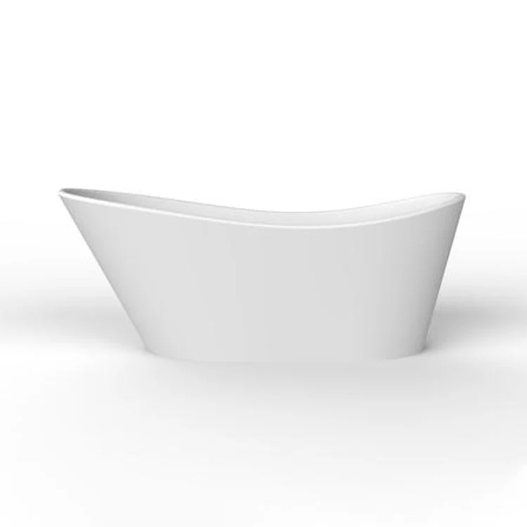 Freestanding Tub Marilyn 71 Inch Slipper Oval Acrylic White/Oil Rubbed Bronze Drain and Overflow No Faucet Holes - Frankwebs