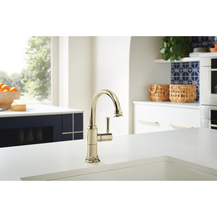 Beverage Faucet Rook Instant Hot 1 Lever ADA Brilliance Polished Nickel 360 Degree Swivel - Frankwebs