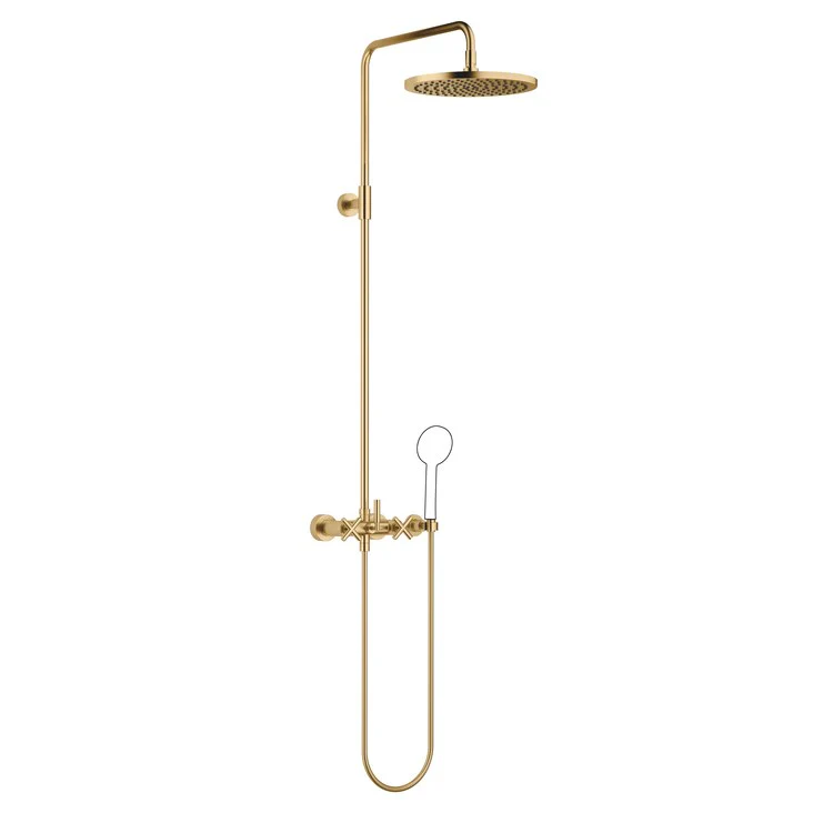 Shower Set TARA Exposed with Mixer Less Handshower 3 Cross/Lever Champagne 1.8 Gallons per Minute - Frankwebs