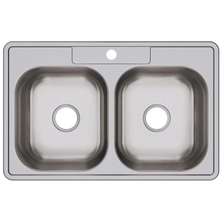 Kitchen Sink Dayton 33 x 21.25 Inch Double Bowl Equal 1 Hole ADA Satin Top Mount Rectangle Drain Location Center Depth 6-4/7 Inch Bottom Only Spray - Frankwebs