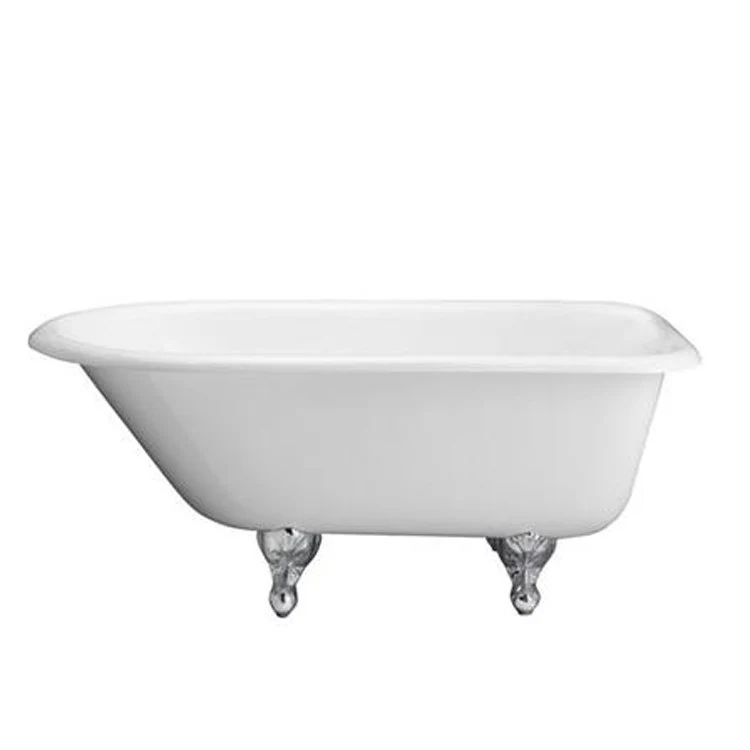 Freestanding Tub Antonio 55 Inch Roll Top Oval Cast Iron White/Polished Chrome Ball and Claw Feet 3-3/8 Inch Center Faucet Holes - Frankwebs