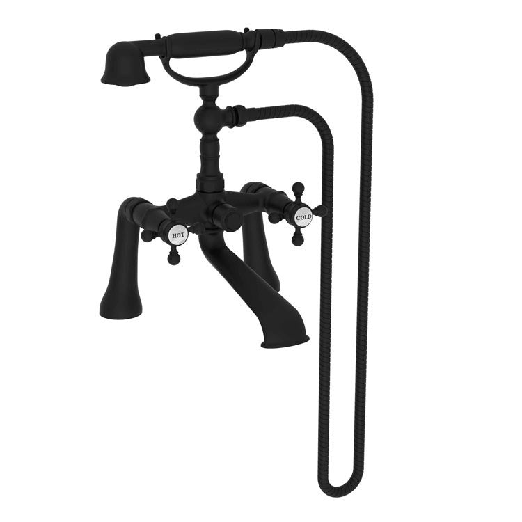 Tub Filler Chesterfield Deck Mount with Handshower Exposed 2 Cross WaterSense ADA Polished Brass Uncoated Living 2 Hole - Frankwebs