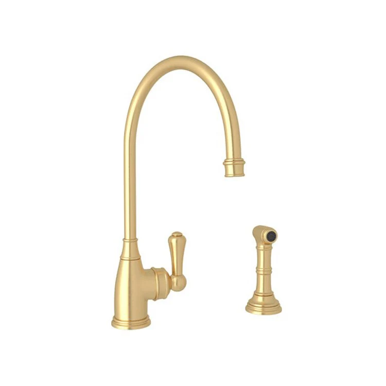 Kitchen Faucet Georgian Era 1 Lever Satin English Gold C-Spout 1.8 Gallons per Minute - Frankwebs