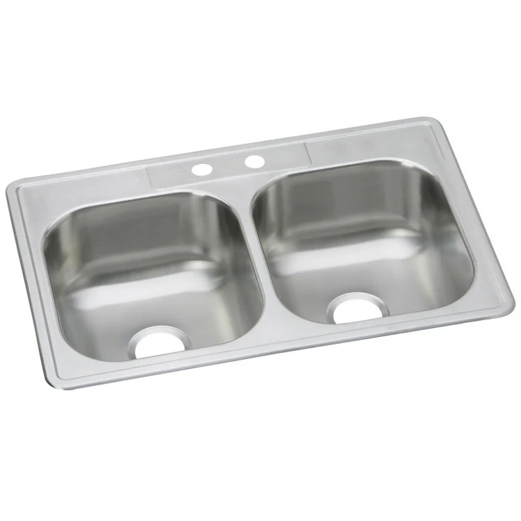 Kitchen Sink Dayton 33 x 22 Inch Double Bowl Equal 2 Hole Elite Satin Top Mount - Frankwebs