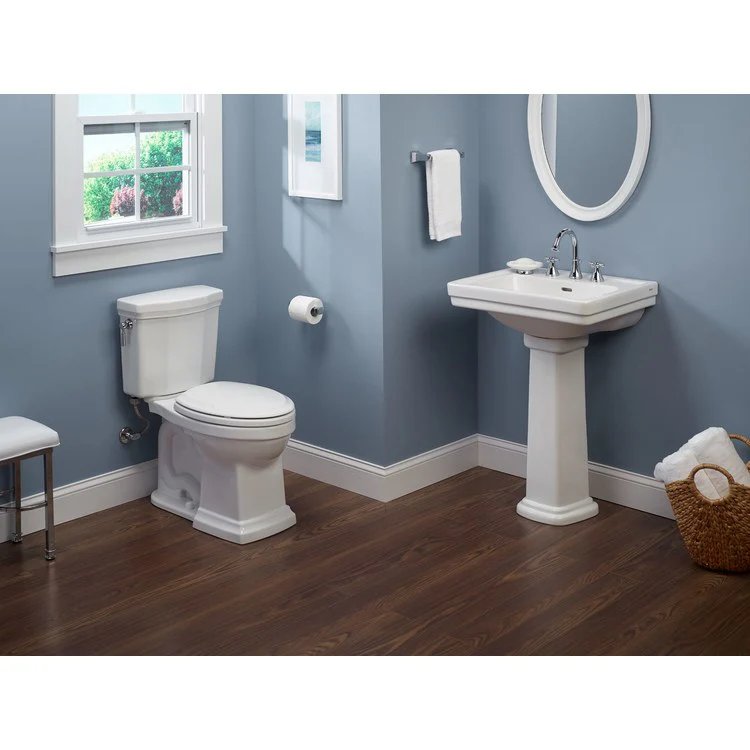 Toilet Promenade II 2 Pieces Close Coupled Universal Height Cotton Elongated ADA 31-1/4 Inch 1.28 Gallons per Flush Left Hand Chrome Less Seat - Frankwebs