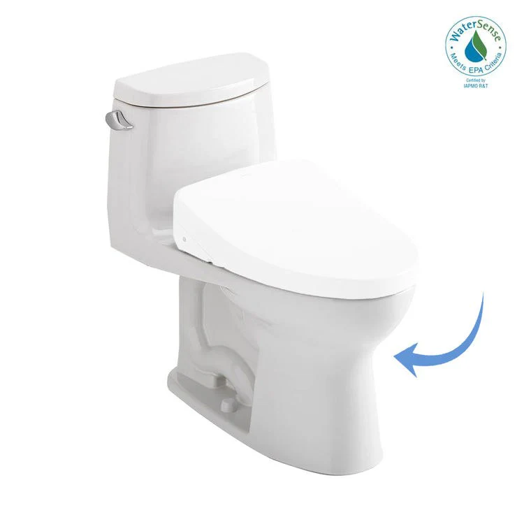 Toilet UltraMax II 1 Pieces Washlet Ready Cotton Elongated ADA 28-3/4 Inch 1.28 Gallons per Flush Left Hand Chrome Less Seat - Frankwebs