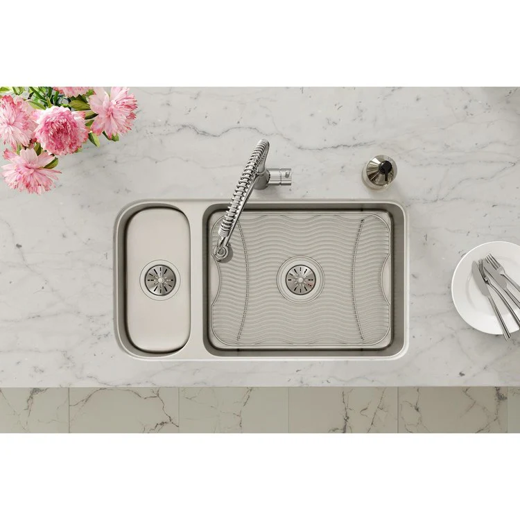 Kitchen Sink Lustertone Classic 32.25 x 18.25 Inch Double Bowl 30/70 Kit Lustertone Undermount - Frankwebs